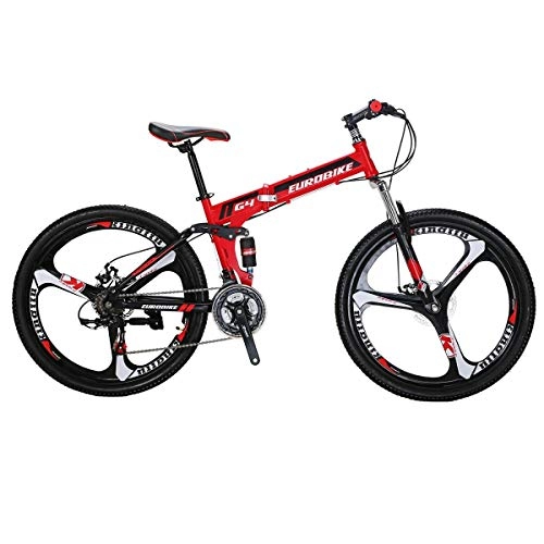Bicicletas de montaña plegables : HYLK Bicicletaplegable G4 Mountain Bike 26pulgadas Bicicleta de 3 Rayos Bicicletaplegable Bicicleta de montaña roja (Red)