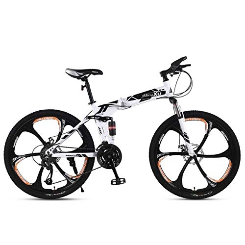 Bicicletas de montaña plegables : Jieer Bicicleta Montaña Adulto, 21 / 24 / 27 Marco de Acero de Velocidad 24 Pulgadas Bicicleta Plegable de Suspensión de 3 Radios con Ruedas, 21 Velocidades