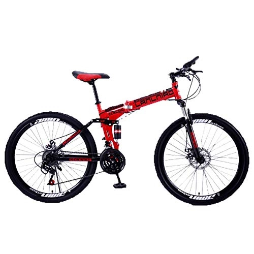 Bicicletas de montaña plegables : Jieer Bicicleta Montaña Adulto, Bicicleta de Montaña Plegable de 26"MTB, Bicicleta de Doble Suspensión, Bicicleta de Montaña Gears, 24 Velocidades