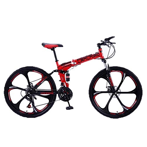 Bicicletas de montaña plegables : Jieer Bicicleta Montaña Adulto, Bicicleta de Montaña Plegable de 26"MTB, Bicicleta de Doble Suspensión, Bicicleta de Montaña Gears, K 21 Velocidad