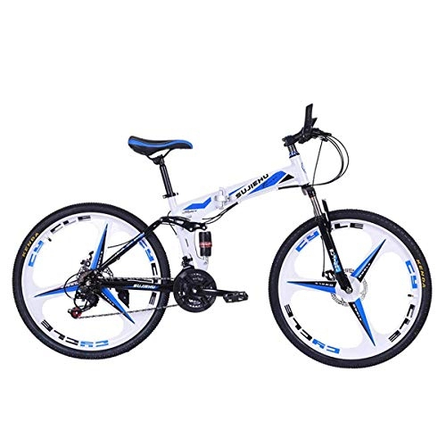 Bicicletas de montaña plegables : Jieer Bicicleta Montaña Adulto, Bicicleta Plegable de 26 Pulgadas con Rueda Integrada de Acero Robusto de 6 Radios, Suspensión Completa de Primera Calidad y Engranaje de 24 Velocidades, K