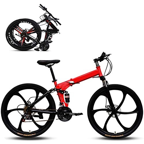 Bicicletas de montaña plegables : Jjwwhh Plegable Adulto Mountain Bike Bicicletas de Amortiguador porttil Boy Adultos y Hombre Kit Chica de la Bicicleta de la Bicicleta / Red