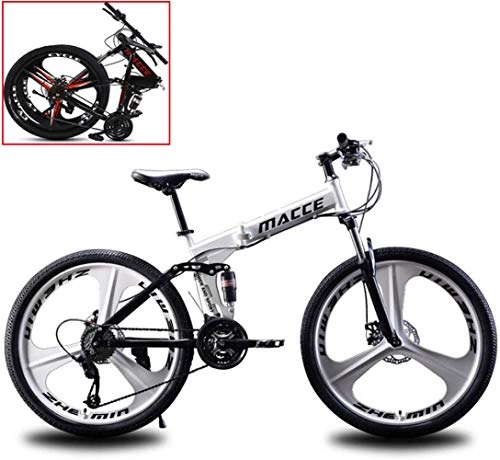 Bicicletas de montaña plegables : Jjwwhh Plegable Bicicletas de Amortiguador porttil Boy Adultos y Chica de la Bicicleta de la Bicicleta / White