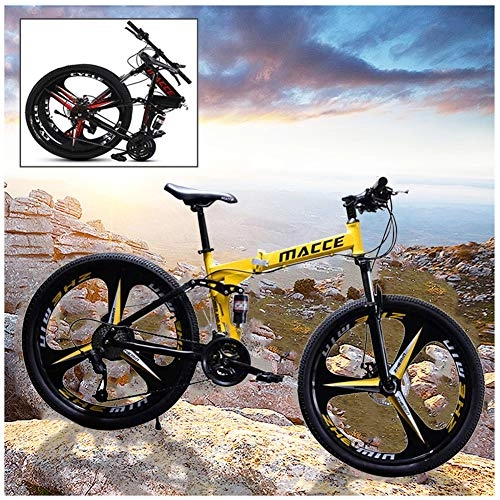 Bicicletas de montaña plegables : Jjwwhh Plegable Mountain Bike Adulto Bicicletas de Amortiguador portátil Boy Adultos y Chica de la Bicicleta de la Bicicleta / Amarillo