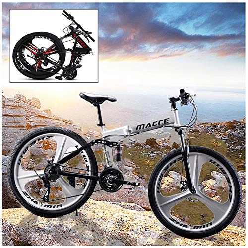 Bicicletas de montaña plegables : Jjwwhh Plegable Mountain Bike Adulto Bicicletas de Amortiguador portátil Boy Adultos y Chica de la Bicicleta de la Bicicleta / White