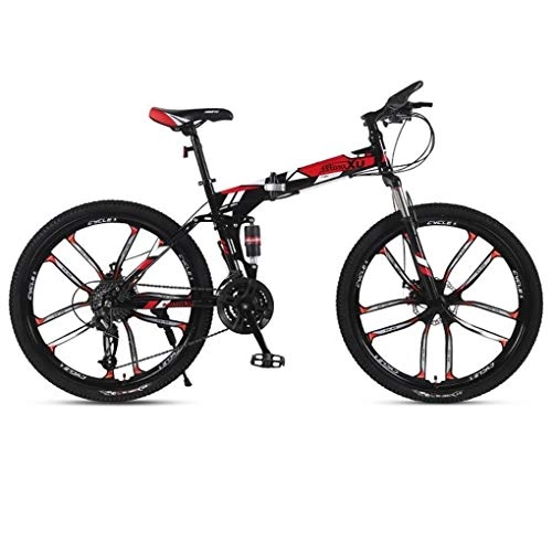 Bicicletas de montaña plegables : JLASD Bicicleta Montaña Bicicleta De Montaña, Bicicletas De Montaña Plegable 26 Pulgadas, De Doble Suspensión Dual del Freno De Disco, 21 / 24 / 27 Plazos De Envío (Color : Red, Size : 24-Speed)