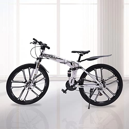 Bicicletas de montaña plegables : KOLHGNSE Bicicletas de montaña de 26 pulgadas con frenos de disco de 21 velocidades, plegable, para adultos