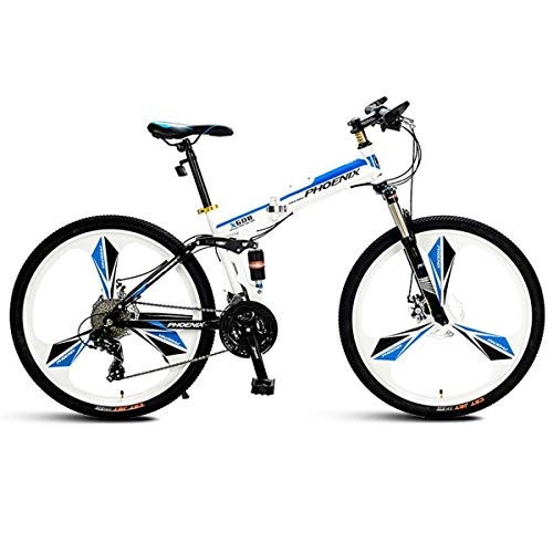 Bicicletas de montaña plegables : KOSGK Bicicleta Hombre Trail Mens 26 'Wheel Mountain Bike 27 Speed Small 17' Cuadro para Taller Riders, Azul