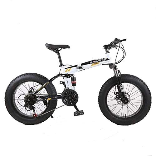 Bicicletas de montaña plegables : KOSGK Bicicleta MontañA Bicicletas Unisex 7 / 21 / 24 / 27 / 30 Speed ​​Steel Frame 4.0 'Fat Tires Spoke Wheels Suspension Folding Bike