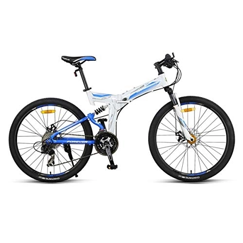 Bicicletas de montaña plegables : KOSGK Bicicletas MontañA Plegables Ligeras Voladoras 27 Velocidades Bicicletas AleacióN Marco MáS Fuerte Freno Disco, Azul