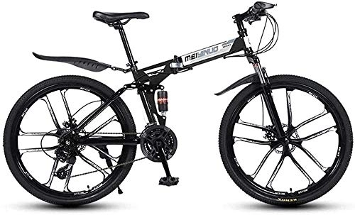 Bicicletas de montaña plegables : KRXLL 26 Bicicleta de montaña de 21 velocidades para Adultos Ligero Aluminio Suspensión Completa Cuadro Suspensión Horquilla Freno de Disco