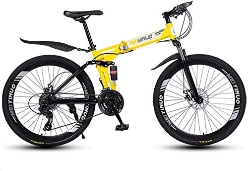 Bicicletas de montaña plegables : KRXLL Bicicleta de montaña Speed ​​para Adultos Peso Ligero Aluminio Suspensión Completa Cuadro Suspensión Horquilla Freno de Disco