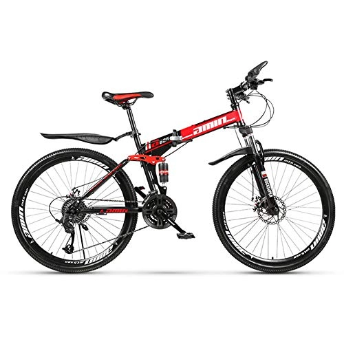 Bicicletas de montaña plegables : KXDLR 26" Montaña Plegable para Bicicleta 24 Velocidad, Negro