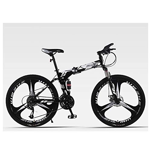 Bicicletas de montaña plegables : KXDLR 26" Suspensin De Montaa Bicicleta Plegable 27 De Doble Velocidad De Bicicletas Disco Doble Freno De La Bici, Negro