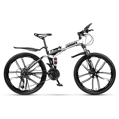 Bicicletas de montaña plegables : KXDLR MTB / Bicicletas 26 '' Rueda De Acero De Alto Carbono 30 Marco Plazos De Envío Disco De Freno, 26, Blanco