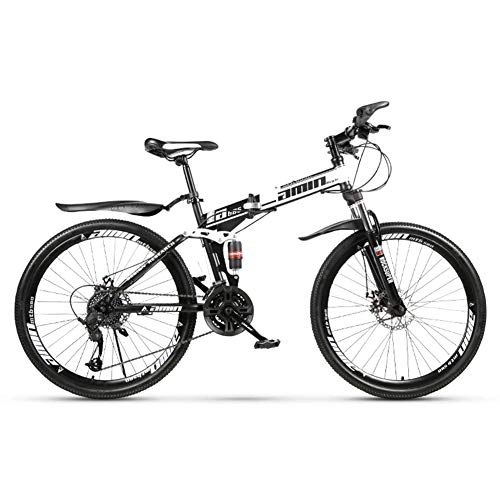Bicicletas de montaña plegables : KXDLR Suspensin Plegable Bicicleta De Montaa 30 De Velocidad De Bicicletas Completa De Bicicletas Marco Plegable 26" Ruedas De Radios, Blanco