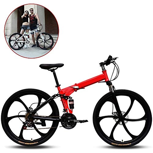 Bicicletas de montaña plegables : LCAZR Bicicleta Hombre De 21 Velocidades Bicicleta 26 Pulgadas Bicicleta De Montaña De Acero De Alto Carbono Bicicleta Plegable con Freno De Disco Bicicleta / Red