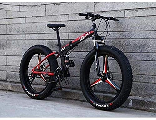 Bicicletas de montaña plegables : LFSTY Fat Tire Bike Bicicleta de montaña Plegable Bicicletas, Suspensión Completa Marco de Acero de Alto Carbono Bicicleta MTB con Ruedas de aleación de magnesio Doble Freno de Disco, A, 26 Inch