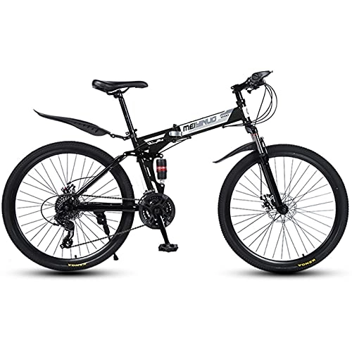 Bicicletas de montaña plegables : LHQ-HQ Bicicleta de montaña de 26 pulgadas de 27 velocidades de 30 ruedas para adultos de velocidad variable, bicicleta de montaña plegable, freno de disco doble, bicicleta de montaña, color negro