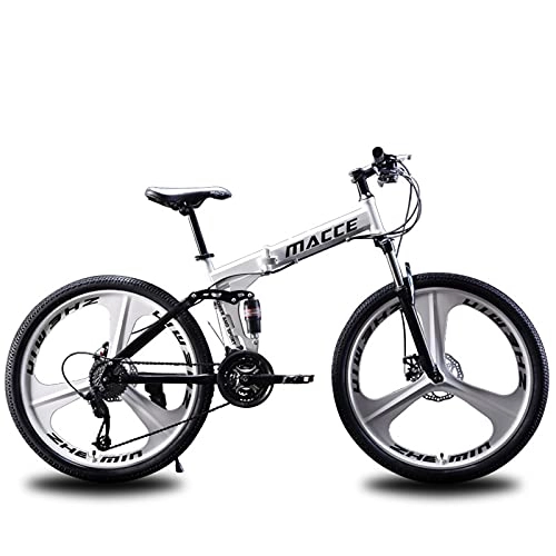 Bicicletas de montaña plegables : LHQ-HQ Bicicleta De Montaña Plegable para Adultos Rueda 26"MTB 27 Velocidades, Carga 160Kg Doble Suspensión Adecuado, B