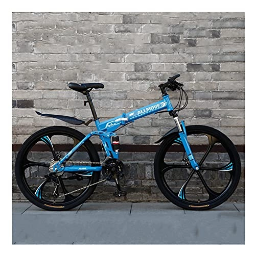 Bicicletas de montaña plegables : LHQ-HQ Bicicleta Plegable De Montaña para Adultos 21 Velocidades MTB Bicicleta De Freno De Disco Doble Rueda De 26"Doble Suspensión, E