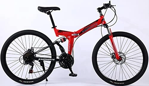 Bicicletas de montaña plegables : Ligero Bicicleta Plegable, 26 Pulgadas Doble Suspension Bicicleta Montaña Fácil De Plegar Bicicletas Urbanas, Para Adultos Adolescentes Estudiante red, 24 inches