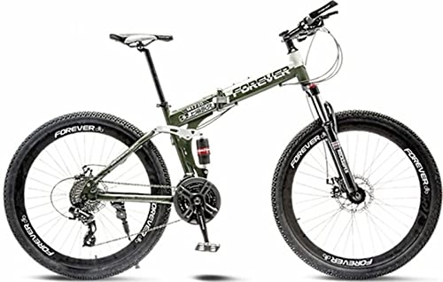 Bicicletas de montaña plegables : Ligero Bicicleta Plegable, Bicicleta Montaña De 26 Pulgadas Doble Suspension, Unisex, 21 Velocidades Para Adultos Y Jóvenes, Para Exteriores Para Niños Niñas green, 26 inches