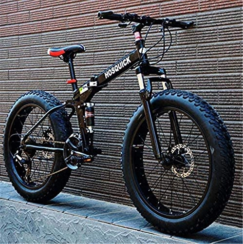Bicicletas de montaña plegables : Ligero, Fat Tire bicicletas de montaña for Adultos Hombres Mujeres, plegable de acero al carbono de alta bastidor de suspensión completa MBT bicicletas, doble disco de freno Liquidación de inventario