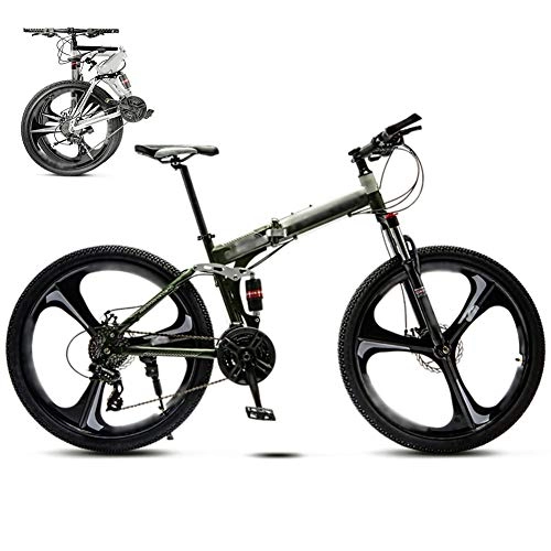 Bicicletas de montaña plegables : LQ&XL 24 Pulgadas 26 Pulgadas Bicicleta de Montaña Unisex, Bici MTB Adulto, Bicicleta MTB Plegable, 30 Velocidades Bicicleta Adulto con Doble Freno Disco / Verde / A Wheel / 24
