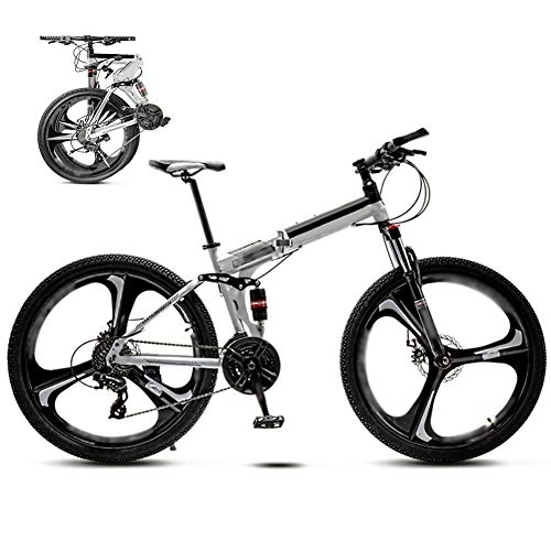 Bicicletas de montaña plegables : LQ&XL 24 Pulgadas 26 Pulgadas Bicicleta de Montaña Unisex, Bici MTB Adulto, Bicicleta MTB Plegable, 30 Velocidades Bicicleta Adulto con Doble Freno Disco / White / A Wheel / 26
