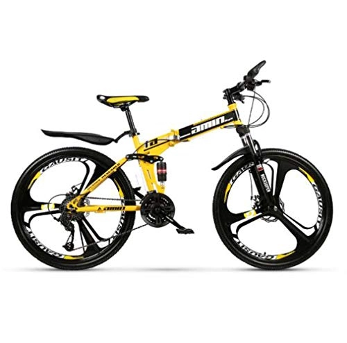 Bicicletas de montaña plegables : LQ&XL Bicicleta Montaña Plegable para Adultos Rueda De 26 Pulgadas Bici Mujer Folding City Bike Velocidad única, Manillar Y Sillin Confort Ajustables, Capacidad 120kg / Yellow / 21 Speed