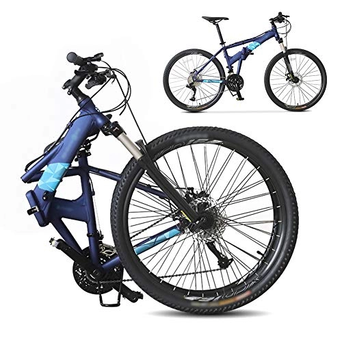 Bicicletas de montaña plegables : Luanda* Bicicleta de Montaña Plegable, 27 Velocidades, Bicicleta Adulto, 26 Pulgadas Bici para Hombre y Mujerc, MTB Profesional con Doble Freno Disco / Blue
