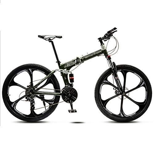 Bicicletas de montaña plegables : LWZ Bicicleta de montaña 26 Pulgadas Bicicleta de montaña con suspensión Completa Bicicletas Plegables portátiles para Adultos Freno de Disco Doble Bicicletas de Carretera de 24 velocidades