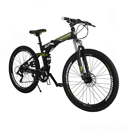 Bicicletas de montaña plegables : LZBIKE BICYCE LZ-G7 27.5 pulgadas bicicleta de montaña plegable 21 velocidades doble freno de disco bicicleta montaña ejército verde