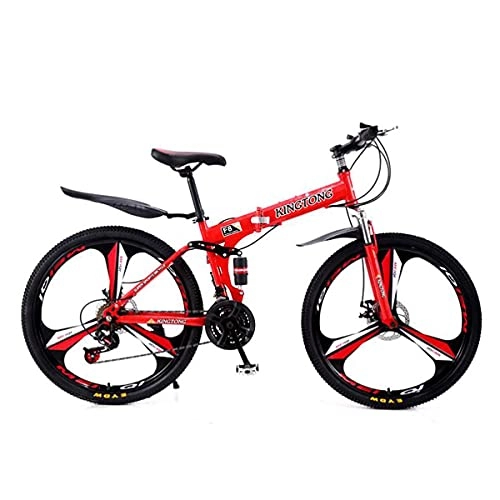 Bicicletas de montaña plegables : MENG 21 Velocidades Bicicletas de Montaña Bicicletas Mplegable de Acero Al Carbono con Horquilla Frontal Absorbente para Choque Adecuado para Hombres Y Mujeres Entusiastas de Ciclismo / Rojo