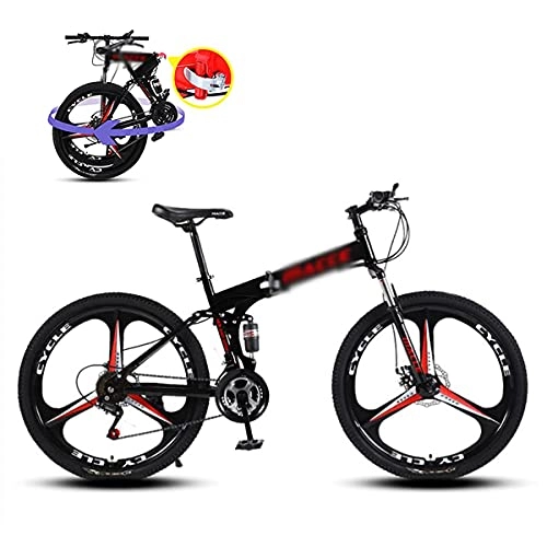 Bicicletas de montaña plegables : MENG Bicicleta de Montaña Plegable 21 / 24 / 27 Velocidad de 26 Pulgadas una Rueda con Doble Suspensión Bicicleta Y Bifurcación de Suspensión Bloqueable (Tamaño: 27 Velocidad, Color: Rojo) / Rojo / 21 Veloci