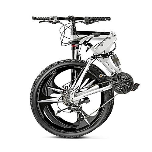 Bicicletas de montaña plegables : MH-LAMP MTB Bicicleta Plegable, Bicicleta Montaña 21 Velocidades 26 Pulgadas, Bicicleta Marco de Acero de Alto Carbono, Horquilla Suspensión
