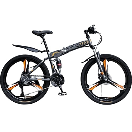 Bicicletas de montaña plegables : MIJIE Bicicleta de montaña Plegable, Bicicleta Plegable para Adultos, Bicicleta de Engranajes de Velocidad, Bicicletas Plegables Antideslizantes de Freno de Disco Dual para Adultos (Orange 26inch)