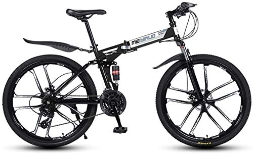 Bicicletas de montaña plegables : Mountain Bike 26 - Bicicleta de montaña de 21 velocidades para adultos, marco de suspensión completa de aluminio, horquilla de suspensión, freno de disco