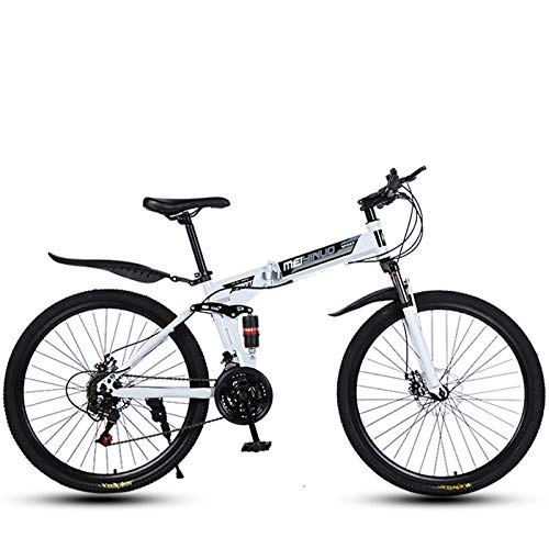 Bicicletas de montaña plegables : Mountain Bike Bicicleta de montaña Plegable para Adultos-White_21 speed-26 Pulgadas