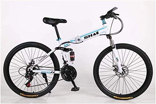 Bicicletas de montaña plegables : Mountain Folding Bike 21 Speed Bicycle 26 Inch Disc Brake City Bicycle Fully Adjustable Suspension Offroad Bicycle