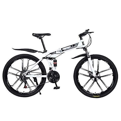 Bicicletas de montaña plegables : MQJ Bicicleta de Montaña, Bicicleta de la Cola de Freno de Doble Disco de 26 Pulgadas con Velocidad Ajustable Y M Plegable de Acero de Alto Carbono, D ~ 26 Pulgadas, 24 Velocidades