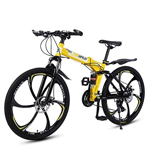 Bicicletas de montaña plegables : MRQXDP Bicicleta de MTB de suspensión Plegable 27 velocidades Bicicleta para Hombres / Mujeres, Bicicleta para Adolescentes Adultos Outroad Mountain, Bicicleta montaña de 26 Pulgadas Bicicletas-Amarillo