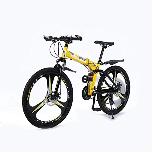 Bicicletas de montaña plegables : MRQXDP Bicicletas de montaña Ligeras de 27 velocidades Bicicletas de aleación más Fuertes 26 Pulgadas, MTB, suspensión de Horquilla, Bicicleta para Mujeres / Hombres, jóvenes y Adultos, Amarillo