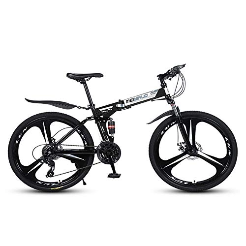 Bicicletas de montaña plegables : MRQXDP Bicicletas de montaña Ligeras de 27 velocidades, MTB, suspensión de Horquilla, Bicicleta para Mujeres / Hombres, jóvenes y Adultos, Bicicletas de aleación más Fuertes 26 Pulgadas-Negro