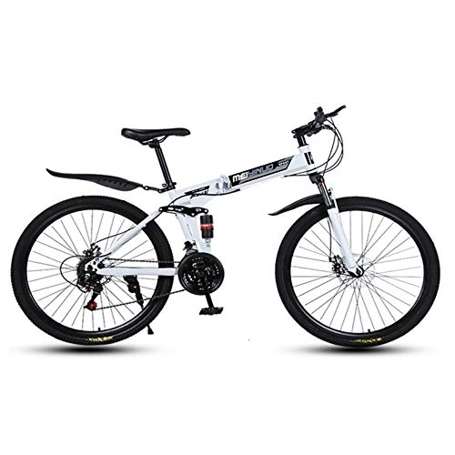 Bicicletas de montaña plegables : MRQXDP MTB, suspensión de horquilla, bicicleta para mujeres / hombres, para jóvenes y adultos, bicicletas de aleación más fuertes de 26 pulgadas, bicicletas de montaña de 27 velocidades de peso ligero-blanco