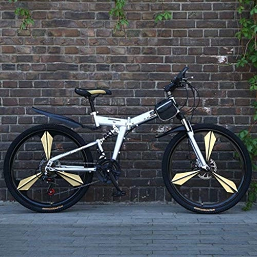 Bicicletas de montaña plegables : Nfudishpu Bicicleta Deportiva para Adultos Mountain, Ruedas de 24-26 Pulgadas, Ciclo Plegable de 21 velocidades con Frenos de Disco, 26 Pulgadas