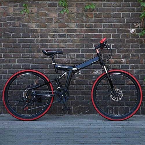 Bicicletas de montaña plegables : Nfudishpu Bicicletas Overdrive Hardtail Bicicleta de montaña 24 / 26 Pulgadas Ciclo Negro Plegable de 21 velocidades con Frenos de Disco, 24 Pulgadas