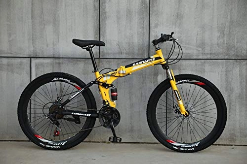 Bicicletas de montaña plegables : Novokart-Deportes Plegables / Bicicleta de montaña radios de Rueda de 24 Pulgadas, Amarillo