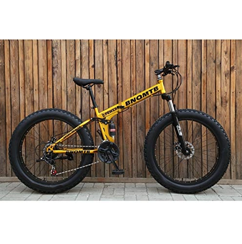 Bicicletas de montaña plegables : Plegable Velocidad de Bicicletas de montaña Fat Tire Neumáticos 24 / 26 Pulgadas Super Off-Road Playa de Bicicletas de montaña, Golden 26 Inch-24 Speed